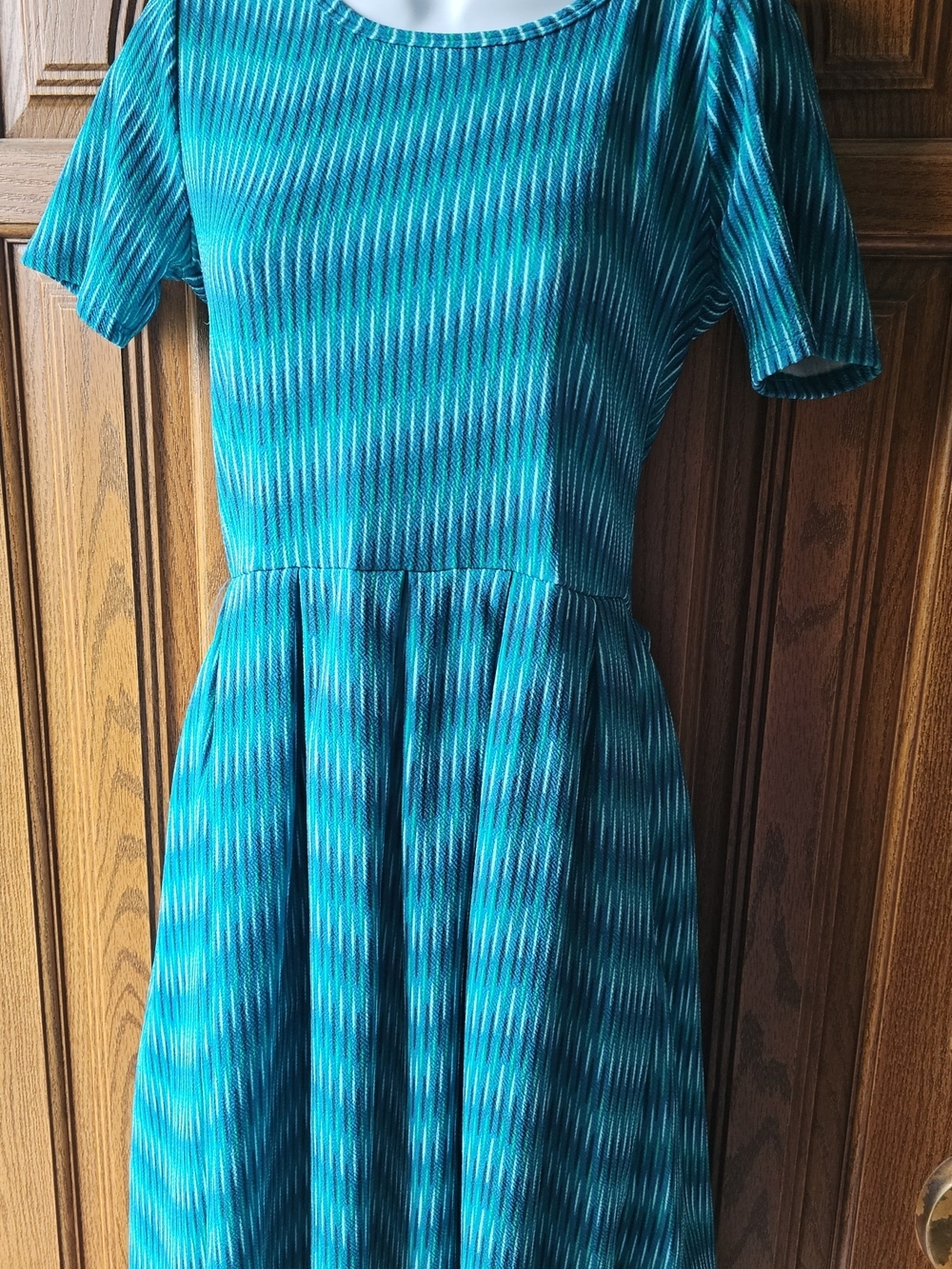 LuLaRoe Teal Blue Patterned Short Sleeve Dress